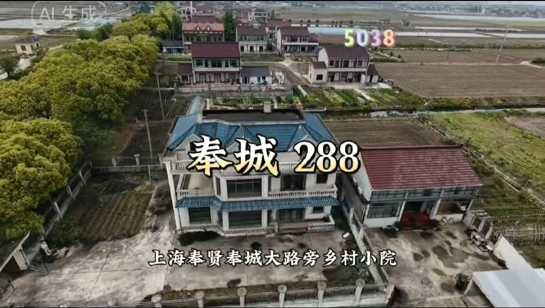 （编号：5038）上海奉贤奉城大路旁乡村小院，距离海湾森林公园很近，三开间两层半，室内老旧装修，院内总占地一亩多，288万