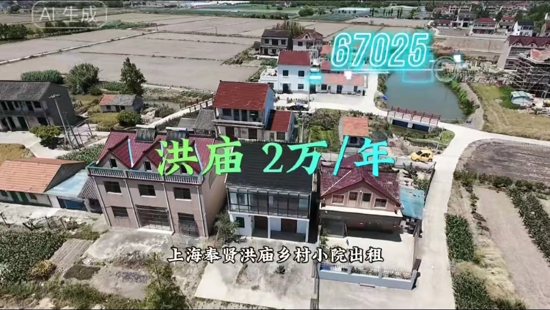 （编号：67025）上海奉贤洪庙乡村小院出租，房子两上两下约140平，前后都有菜地，内部毛坯，路不宽，只能小轿车进出，2万/年